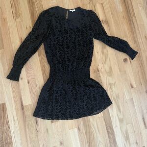 Parker Black Floral Lace Long Sleeve Dress